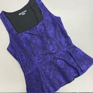 Armani Exchange Lace Peplum Top Sleeveless Blouse Ultra Violet Purple Size M